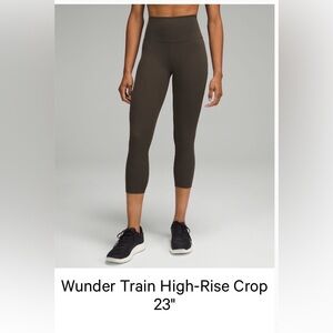 Lululemon Wunder Train High-Rise Crop 23" Dark Olive Size 16